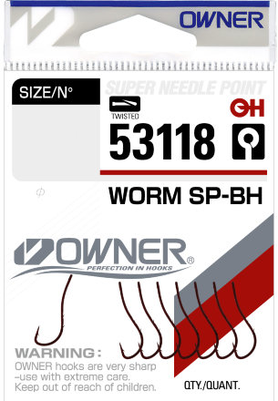 Крючок OWNER Worm SP-BH bloody red №12 9шт