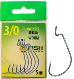 Крючок FISH SEASON Worm №2/0 BN 5шт офсет. 2312-0042F