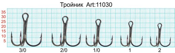Крючок-тройник FISH SEASON с кругл. поддевом №3/0 BN 5шт 11030-0033F