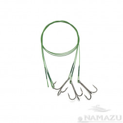 Поводок стальной NAMAZU Leader 1х7 Nylon Coated Green, d-0,48 мм L-40 см, с тройным крючком 35647 R