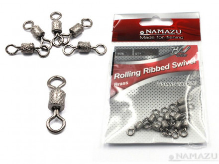 Вертлюг Namazu Pro ROLLING RIBBED SWIVEL, латунь, цв. Carbon, р. 9, test-6 кг уп. 10 шт.